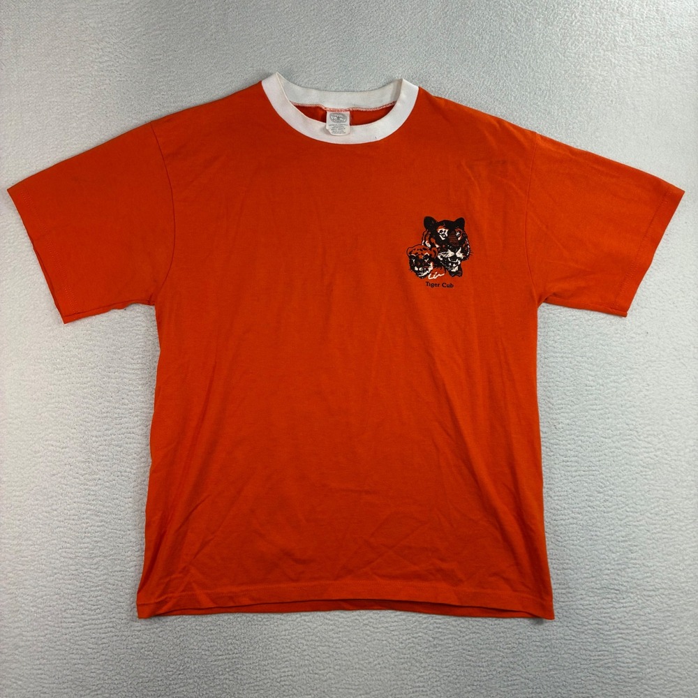 Vintage Boy Scouts Of America Tiger Cub T Shirt Youth M Orange Ringer Scout USA